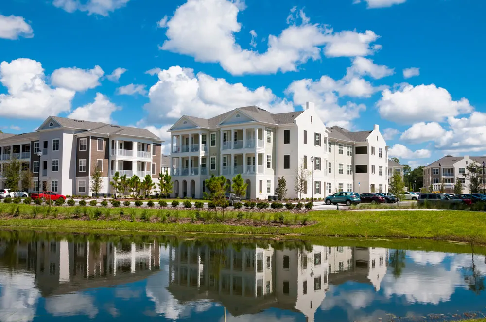Modern waterfront apartment community supporting multifamily real estate investment opportunities