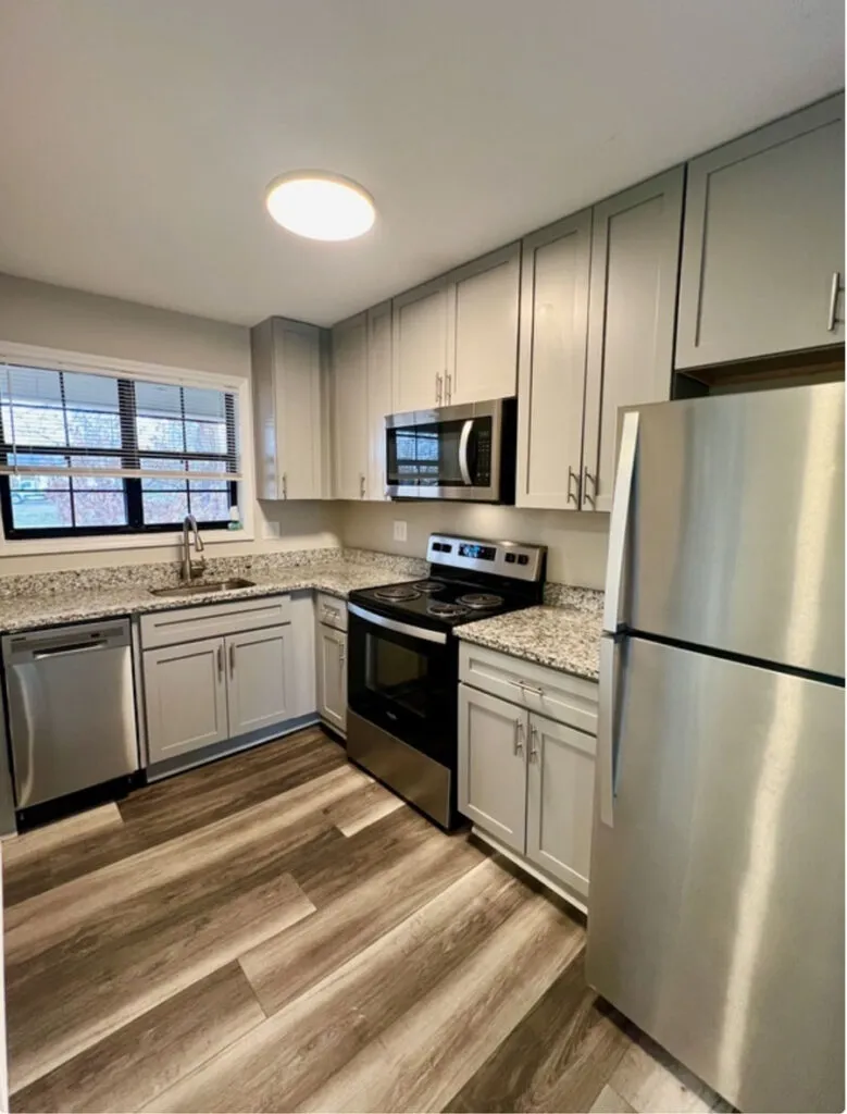 Renovated modern apartment kitchen interior at Lakeside Villas in Fort Mill, South Carolina